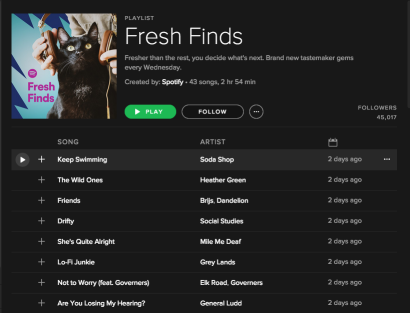 Spotify Fresh Finds, 16 September 2015
